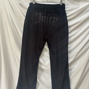 Juicy Couture Black Velour Crystal Bling Lounge Pants M